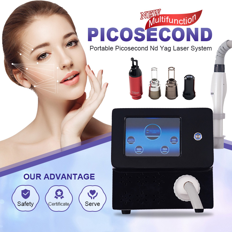 New Pico Laser Picosecond ND Yag Laser Machine Pico Laser Tattoo Removal Machine Professional Portable 532/755/1064/1320nm