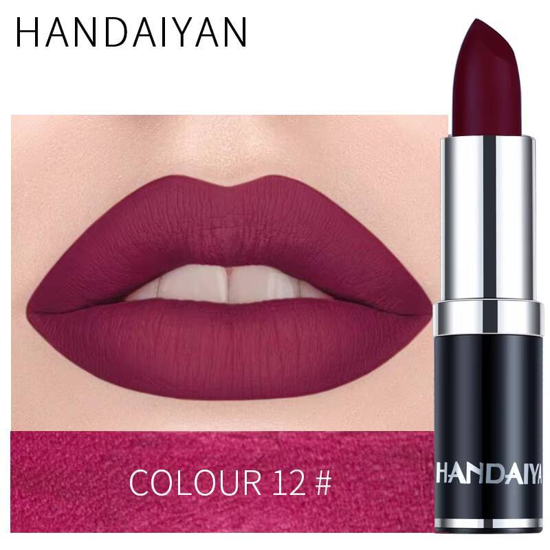 HANDAIYAN 12-color matte velvet long-lasting waterproof non-stick cup does not fall color lipstick happy