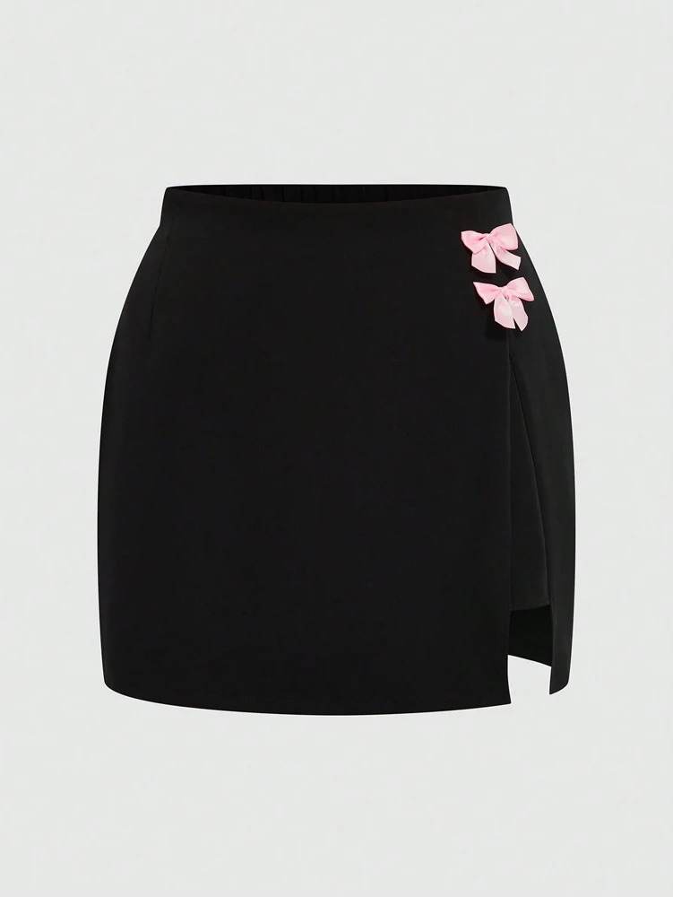 Plus Size 2025 Summer Womens Spring and Sexy Suspenders Top Bowknot Slit Half Skirt Romantic Girl Two Piece Set 250609