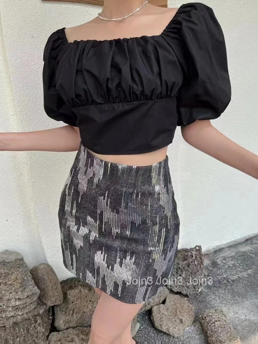 Summer Sequins High Waist Jeans Skirts for Women Y2k Vintage Korean Fashion Woman Denim Skirt New In Premium Cheap Streetwear