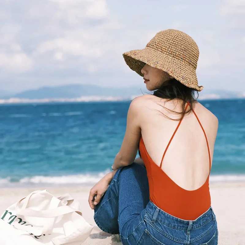 New Arrival Summer Straw Sun Hats for Women Showing Face Small Bucket Hat Large Brim Sunshade and Sunscreen Seaside Beach Cap U250616