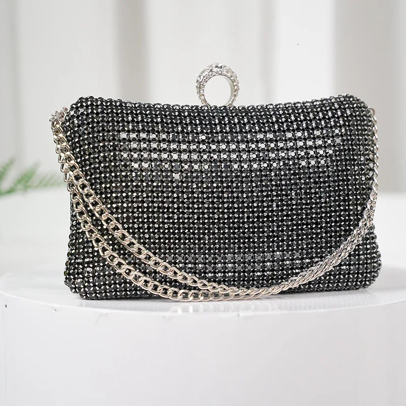 Diamonds Evening Bags for Women Silver Gold Luxury Shoulder Wedding Party Banquet Clutch Purse Simple Rhinestone Handbags 250614