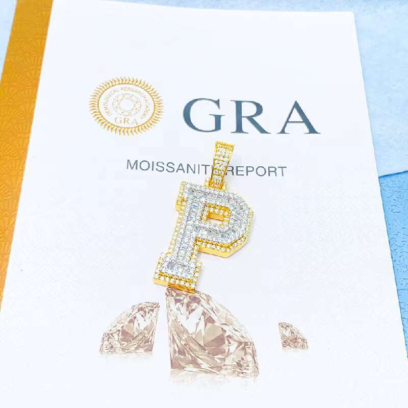 Personalized Two-tone Letter Pendant925Silver Moissanite Hip Hop Style Personality Can Pass Diamond Selector Pendant