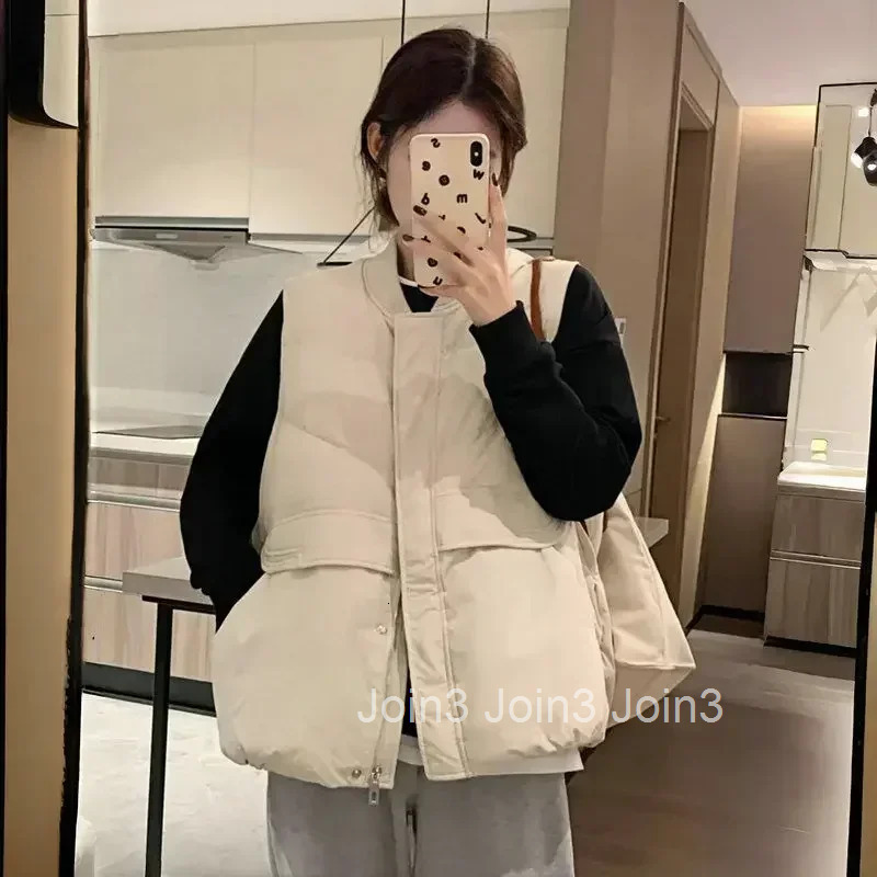 Stand Collar Womens Vests Half Short Elegant Warm Insulated Lady Padded Cotton Giletes Coats on Sale Cold Winter Clothing Cheap