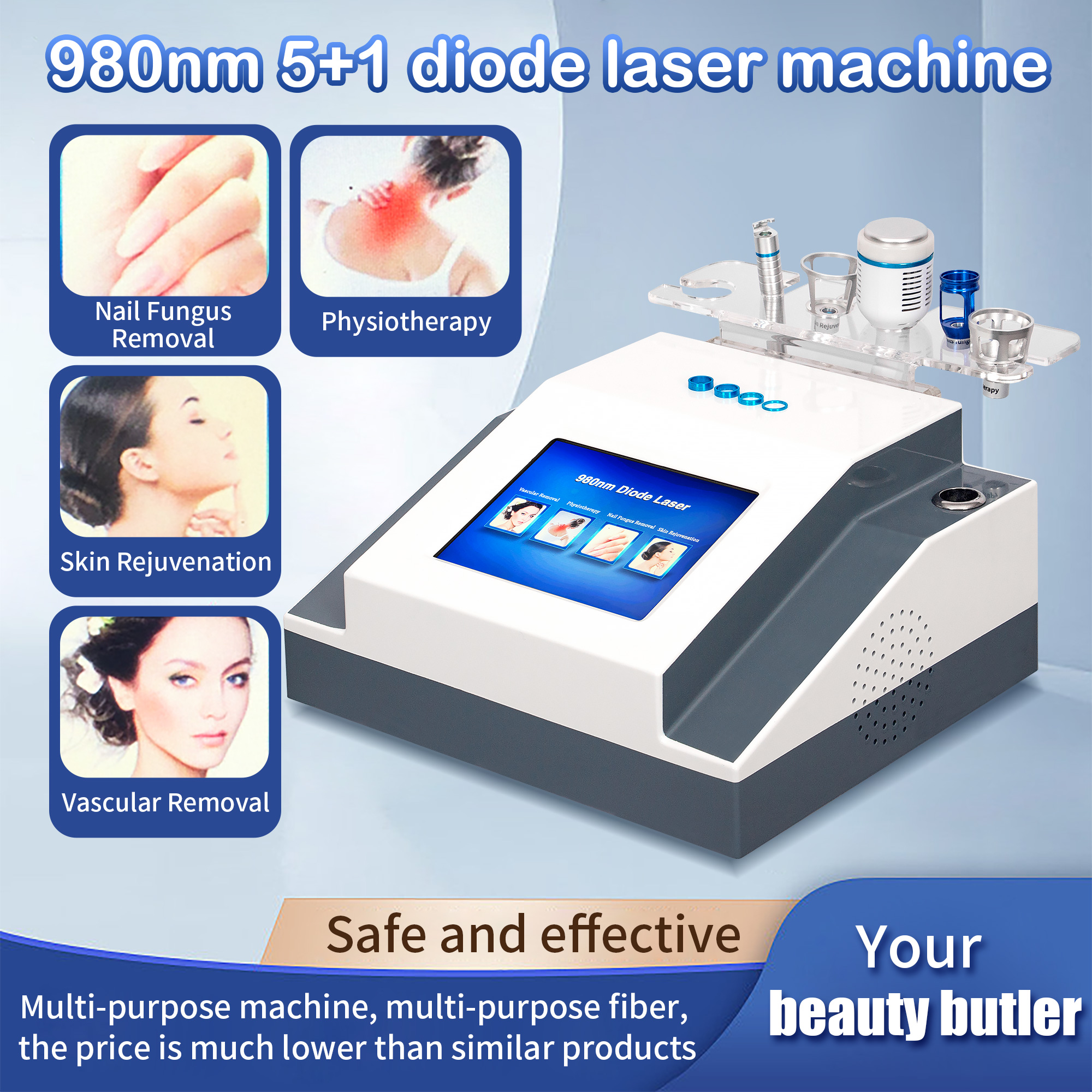 980nm Laser Diode Vascular Spider Varicose Vein Removal Machine Treatment Fungi Physiotherapy For Nail Lipolysis Commercial Salon