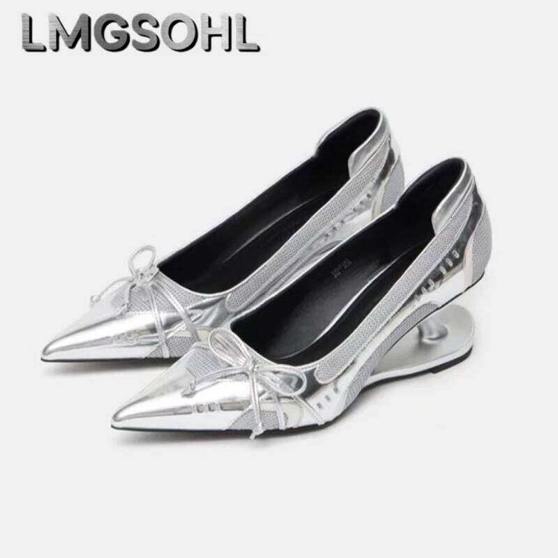 Bow Women Pointed Toe High Heels Shoes Sexy Summer Sandals 2025 New Designer Party Wedges Woman Pumps Zapatillas