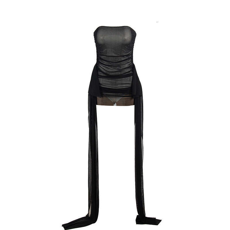 European and American Summer Solid Color Sleeveless Strapless Ribbon Short Slim Sexy Dress 2025 New Casual Fashion Trendy Clothing