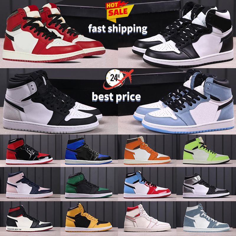 Designer basketball shoes 1 for men Bred Patent Dark Mocha Lost and found Starfish University Blue black white Lucky Green women sports sneakers womens mens trainers