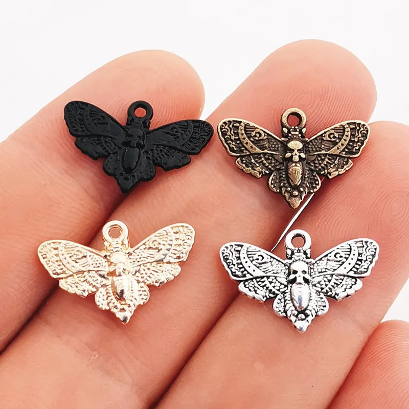 JINDINSP 20pcs 20*13mm Accessories Animal Moth Skull Moth Charms Pendant For Jewelry Making DIY Jewelry Findings 250609