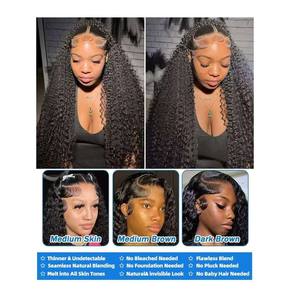 Luvin 220 Density Brazilian 13x6 HD Deep Wave Lace Frontal Human Hair 30 40 Inch Loose Curly Wigs Glueless 6x6 Closure Wig