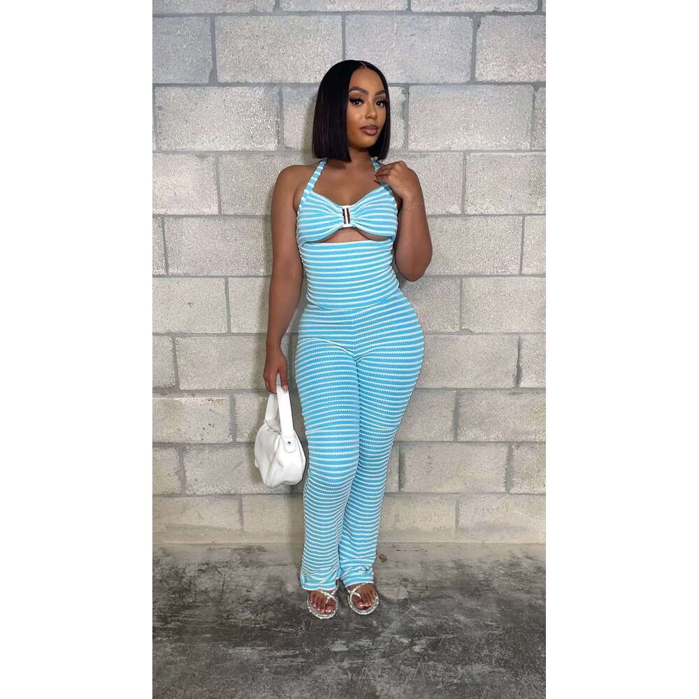 Summer New Women's Fashion Strapless Top Sexy Bodycon Pants Set B5