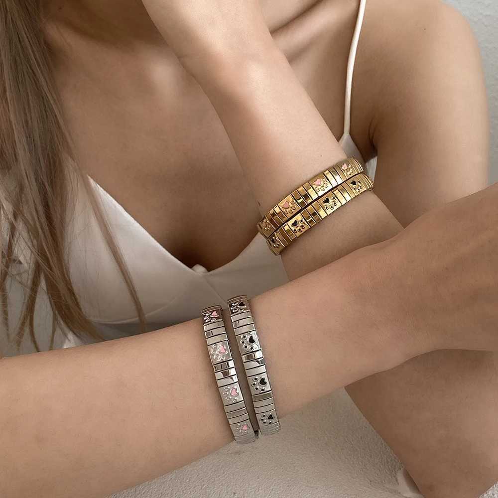 Trendy Stainless Steel Cat Claw Bangle for Women Golden Stackable Basic Charm Chain Waterproof Jewelry Gift Z250616