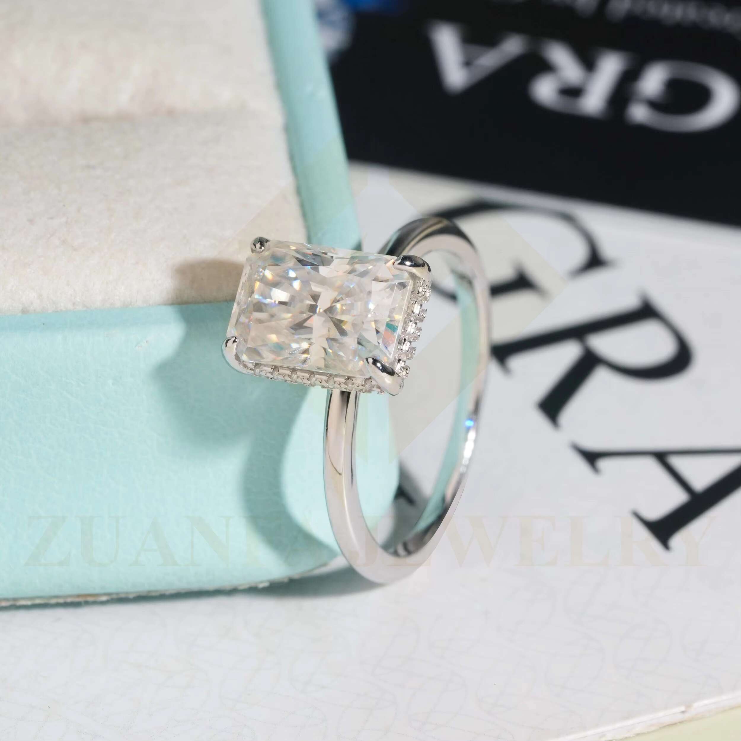 3ct Fancy Cut Solitaire Stone 18k White Gold Plated Moissanite Wedding Ring Silver 925 Halo Setting Engagement Ring