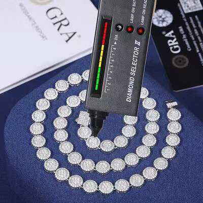 S925 Silver Moissanite Necklace for Men Women 9mm Hip Hop Iced Chain Bling Exquisite Jewelry Fashionable Trendy Creative Gifts