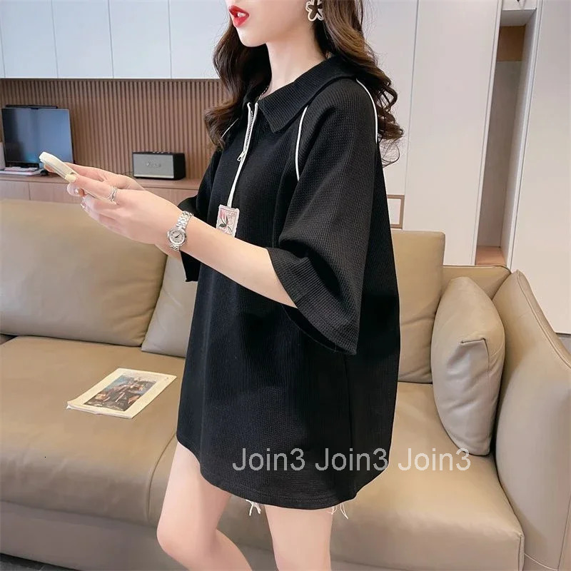 Summer Outfit Woman Tshirt Plain Polo Neck T Shirt for Women Womens Short Sleeve T-shirt Fashion 2025 Pulovers on Offer New Y2k