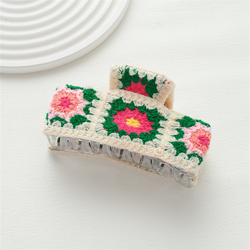 New holiday style knitted hair grip flowers and fruits hollowed out women's small fresh grip clip hair accessories