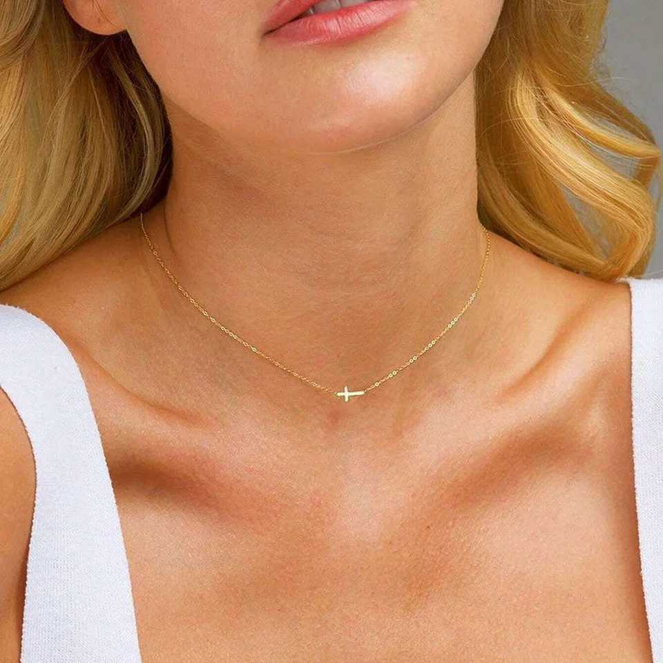 DGIDDK Stainless Steel Delicate Vintage Cross Pendant Necklace Simple Fashion Faith For Women Jewelry Daily Commuter With W250616