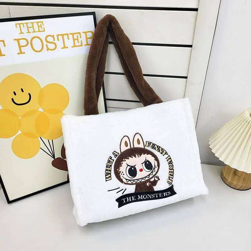 Women's Bags Designer Cute Labubu Single Shoulder Cartoon Anime New Large Capacity Portable Handbag For Girls Going Out Mobile Money Storage Bag