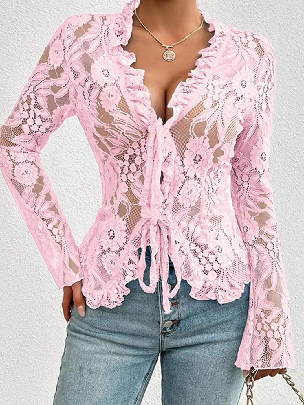 Women Gothic Lace Shrug Crop Tops Flare Long Sleeve Vintage Shirts Blouses for Cosplay Role-Playing Party Halloween Costume 250614