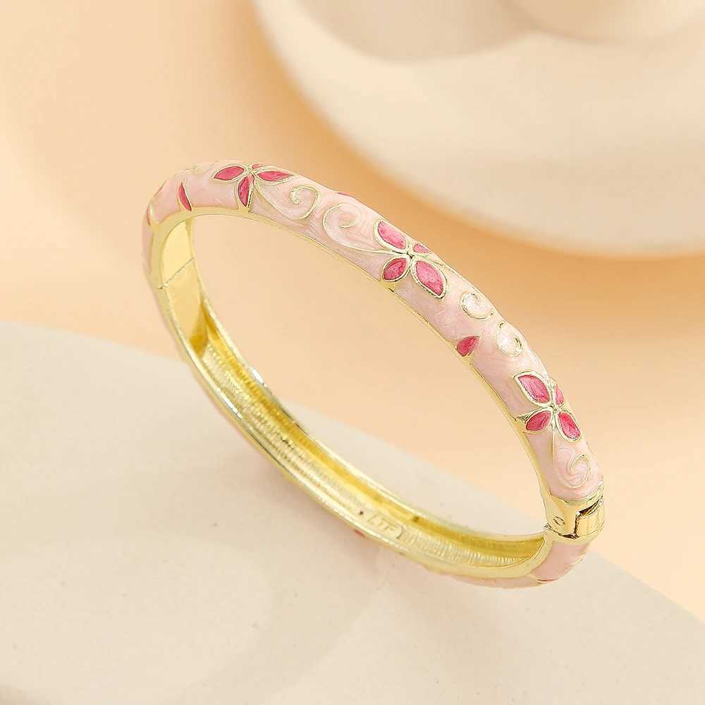 Fashion style gold plated flower pattern enamel cloisonn bangle jewelry gift item for girls women Z250616