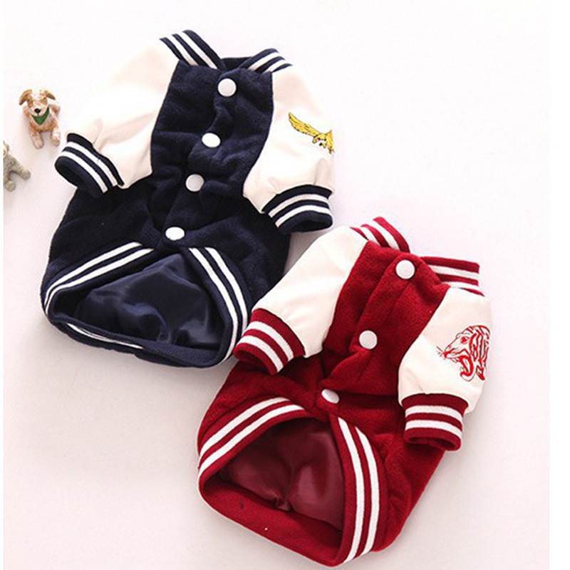 Fleece Small Dog Coat Windproof Winter Warm Puppy Jacket Letter Embroidery Soft Pet Baseball Clothes, Cold Weather Dog Sweater Apparel Overcoat L A555