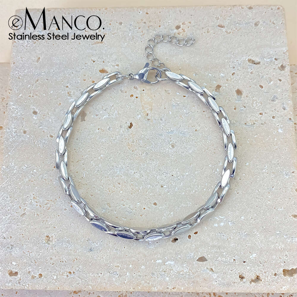 eManco New Stainless Steel Trendy Brand Versatile Stylish Jewelry Hip-Hop Men's Personality Simple Bracelet