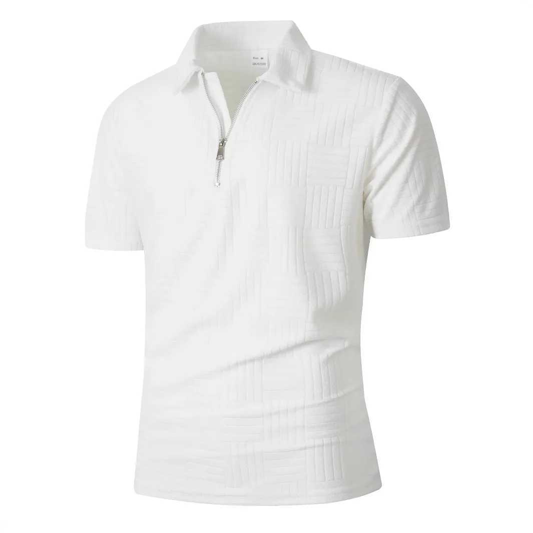 Summer New European and American Mens Polo Shirt Short Sleeve Button T-shirt Loose Jacquard Top W250616
