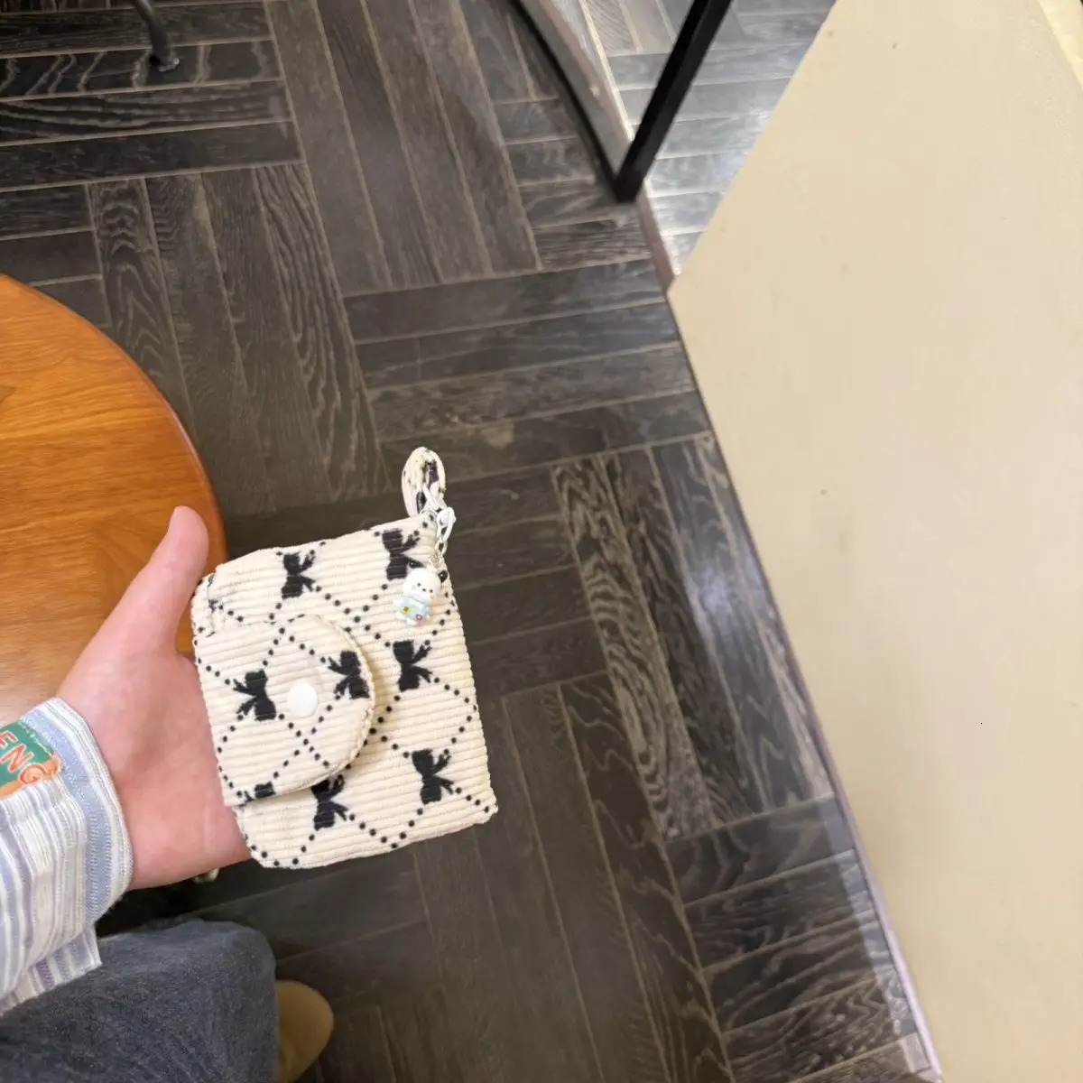 1 Piece INS Casual Corduroy Bow Coin Card Purse for Student Girl Portable Kpop Pocard ID Bank Card Wallet Korean Fashion Bag 250614