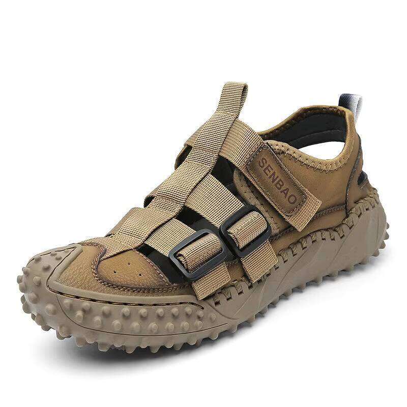 Sandals Beach Shoes New Hollow Casual 2023 Summer Men's Large Size Breathable Leather Outdoor Rubber Running Sneakers