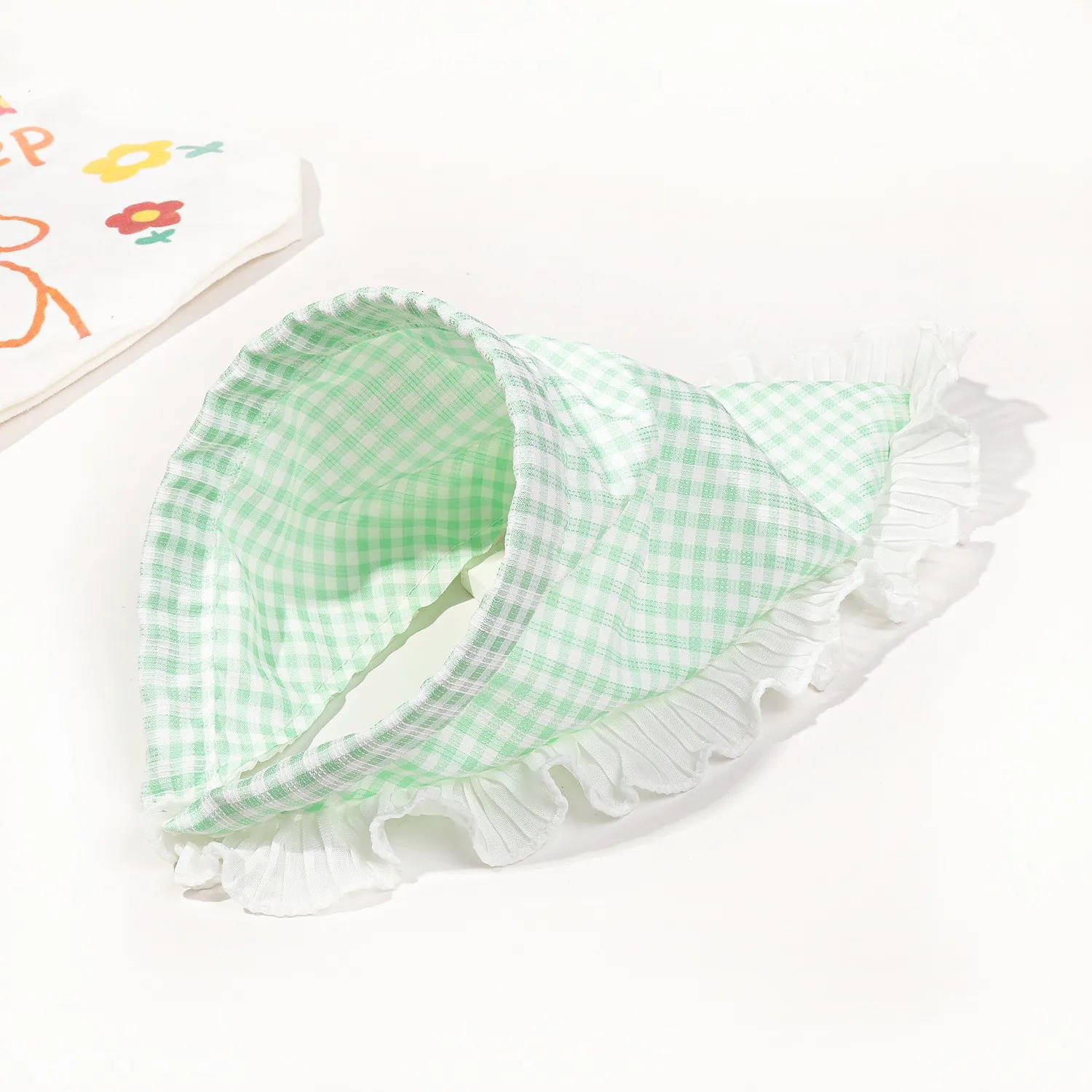 French Plaid Headband Lace Triangle Scarf Hair Bundle Pastoral Style Girl Headband Small and Fresh 250610