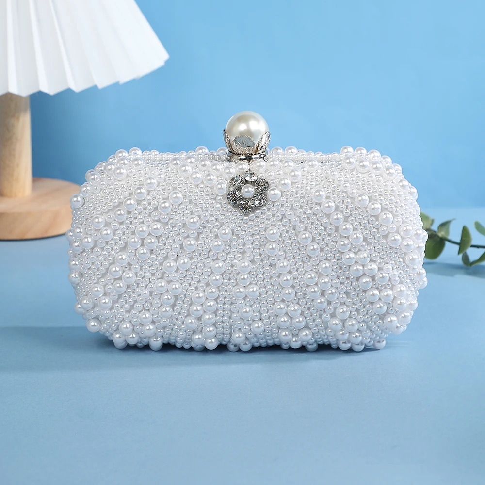 Womens Clutch Luxury Pearl Dinner Bag Single Shoulder Evening Full Beaded Handbag for Wedding Parties Prom 250614