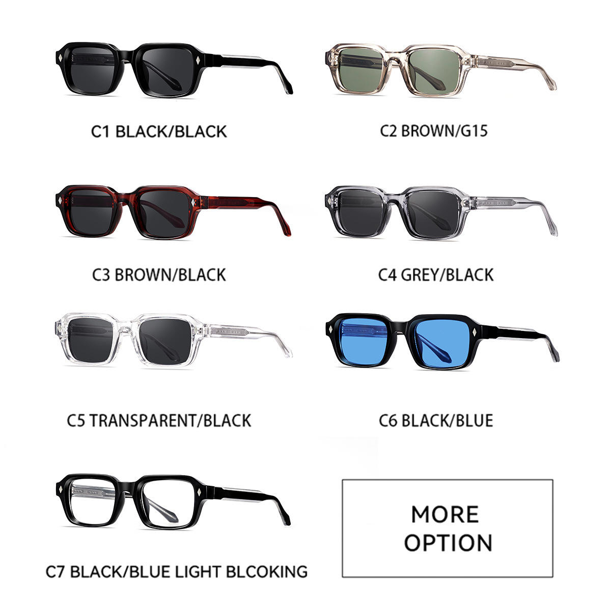 Frame Fashion Square Acetate Pin High-end UV Protection Sunglasses