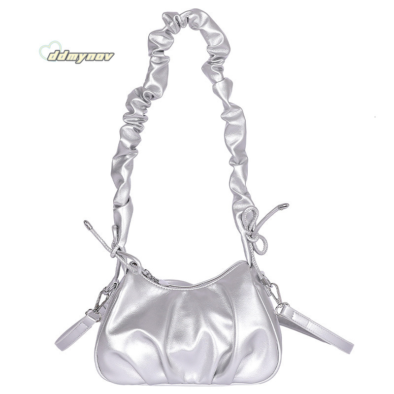Korean Style Niche Design Pleated Handbag Underarm for Women 2025 Summer New Single Shoulder Crossbody Dumpling Bag ddmynov ddmynov