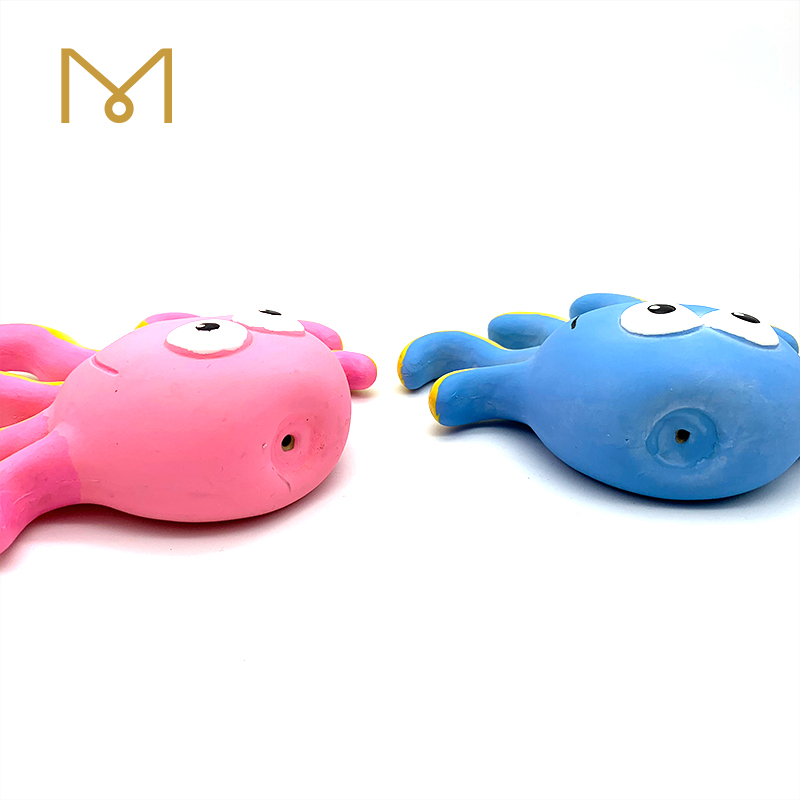 Latex Rubber Squeaky Dog Toy Jellyfish Shaped Chewy Natural Dental Non Toxic Chewing Dog Toys 2pcs/Pack