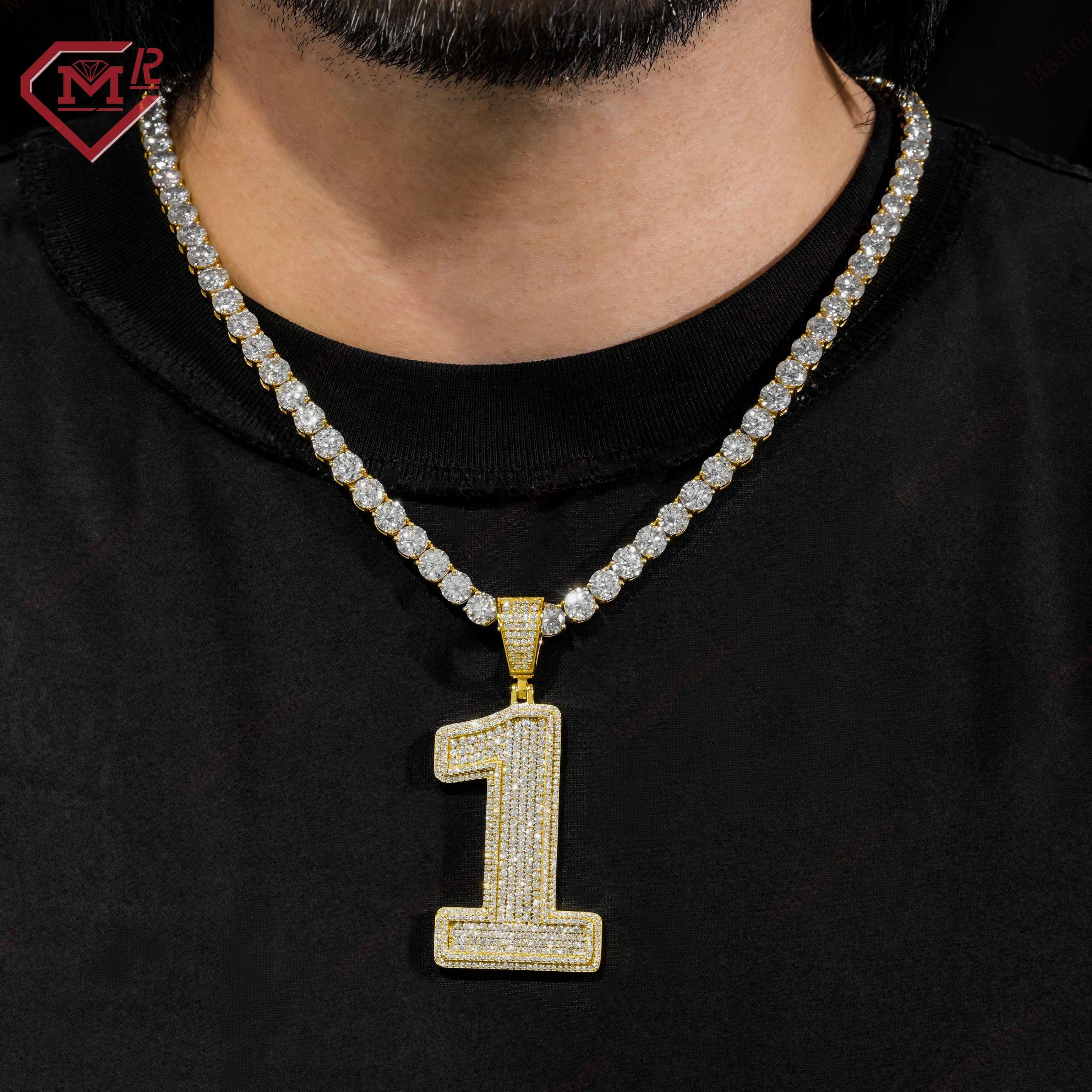 Hiphop Moissanite Diamond Number Pendant 925 Silver Custom Charm Vvs Iced Out Moissanite Pendant