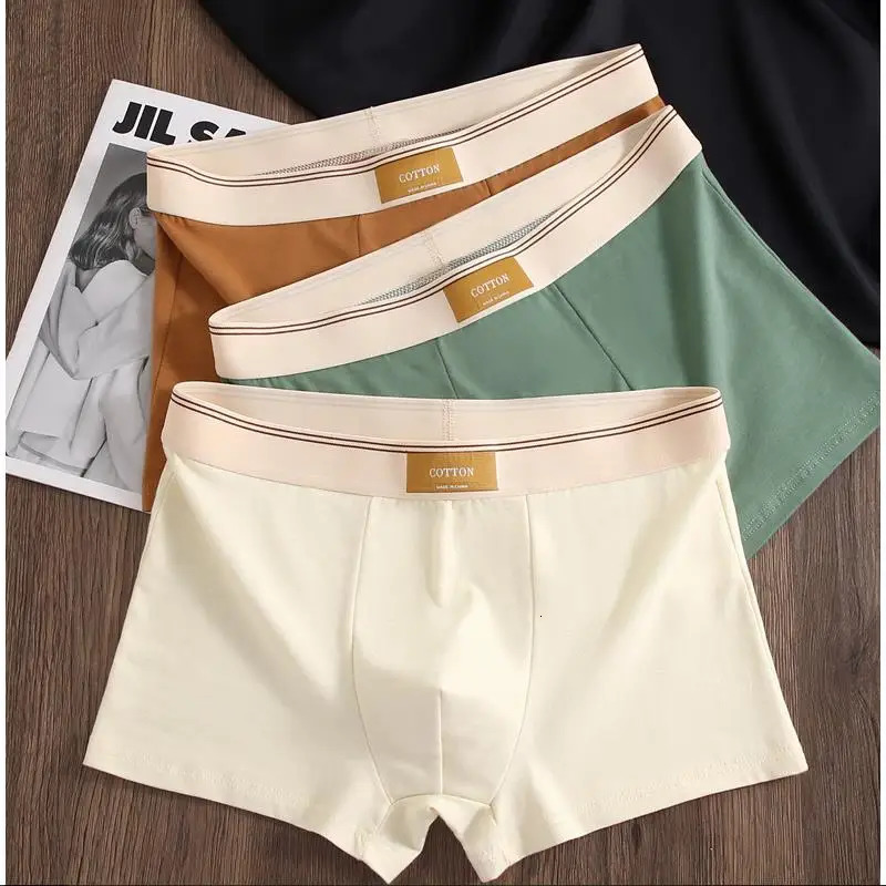 3Pcs Mens Underwear Hombre Panties Boxershorts Comfortable Breathable Cotton Underwear Sexy Underwear Solid Color Boxer Shorts 250614