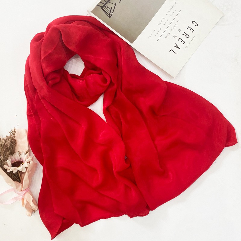 K1041 Summer sunscreen silk scarf women's solid color long ins mulberry silk high-grade silk scarf medium-length shawl spring and autumn gift