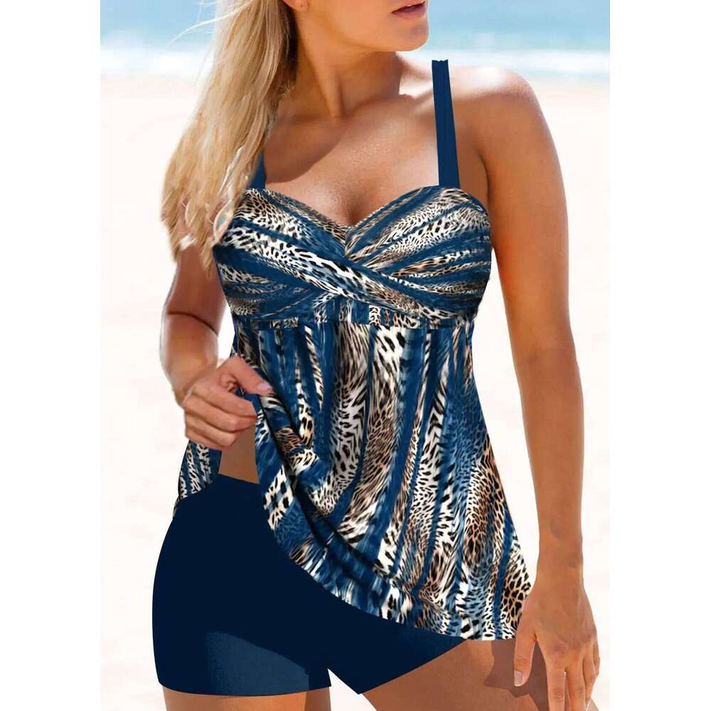 Summer Fashion Sexy Bohemian Style Printed Women's Hanging Neck Bikini Vacation Casual Swimsuit S-6XL