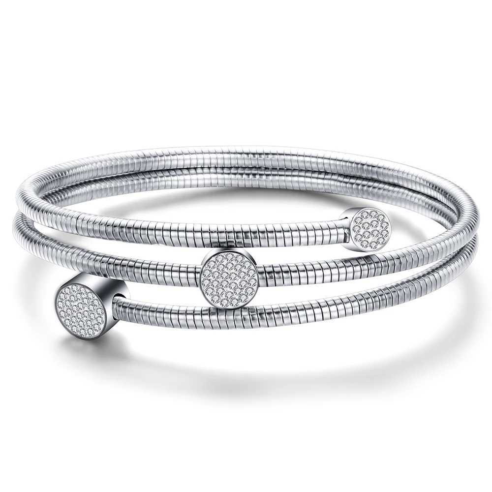 New Trendy Bangle Silver Color Crystal Ball High Quality High Polishing Double Layer Bangles For Women Z250616