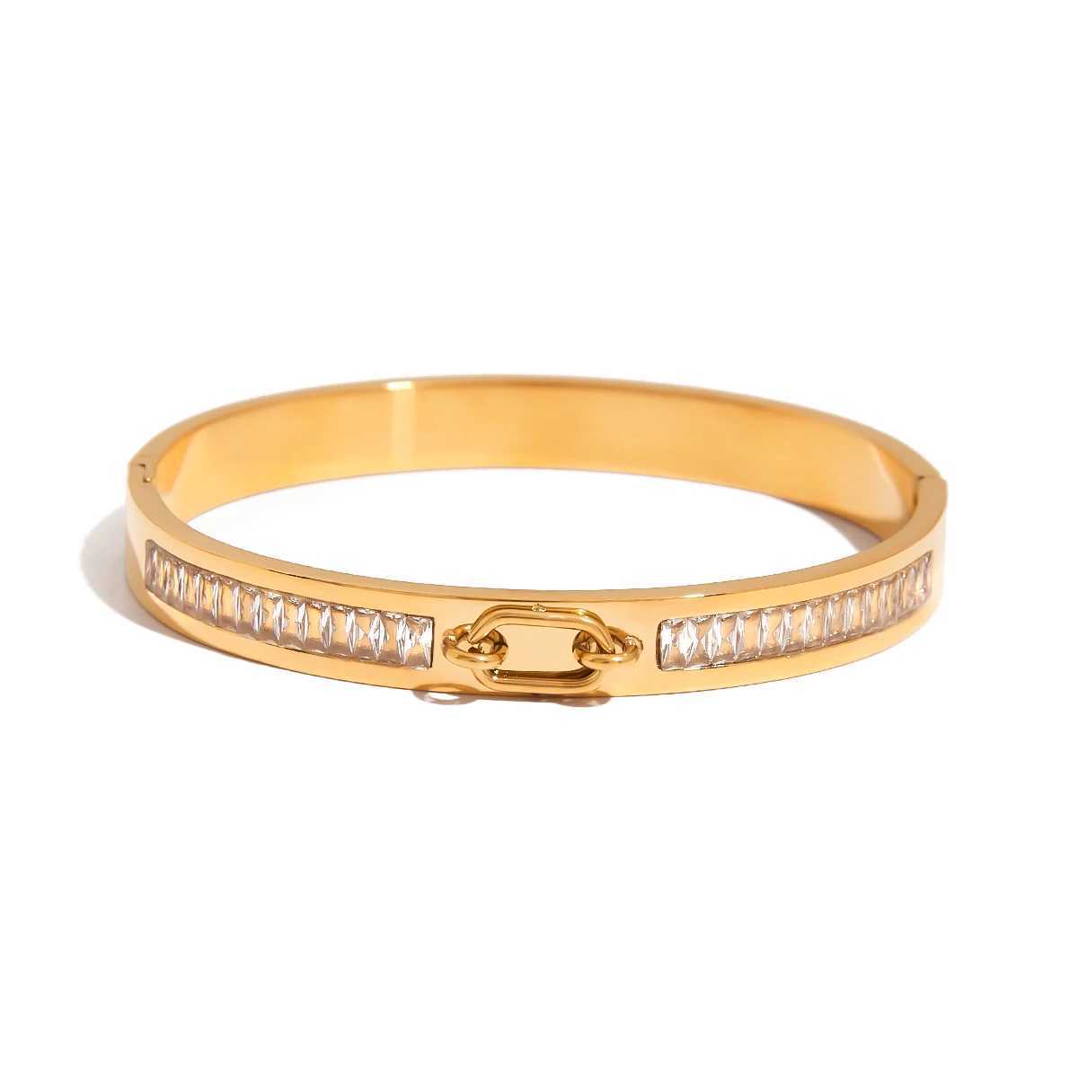 Youthway Zirconia Round Metal Bangle Stainless Steel Wrist Jewelry New Waterproof Trendy Bangle Wholesale Z250616