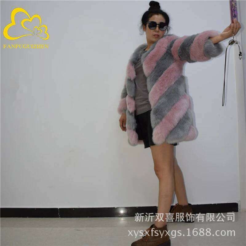 Fashion Faux Fox Coat Winter Clothes Socialite Style High end Warm Casual Fur Jackets Women Tops