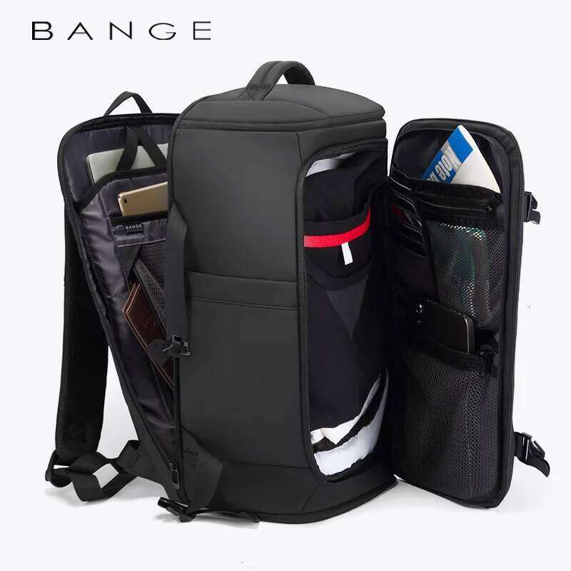 Bange New Men's Travel Waterproof Large Capacity Hiking And Camping Backpack, Carrying Backpack With Shoe Compartment