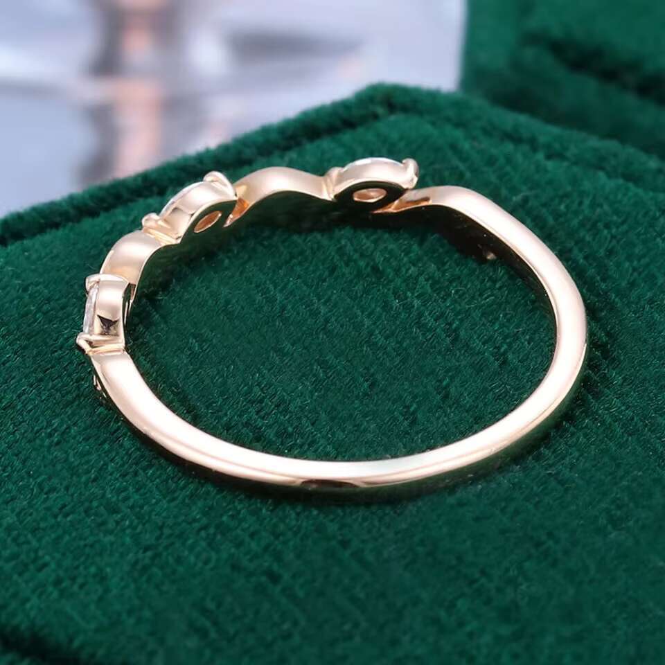 Luxury Fine Jewelry Wavy Marquise Moissanite Half Eternity Band for Wedding and Engagement Gifting Options