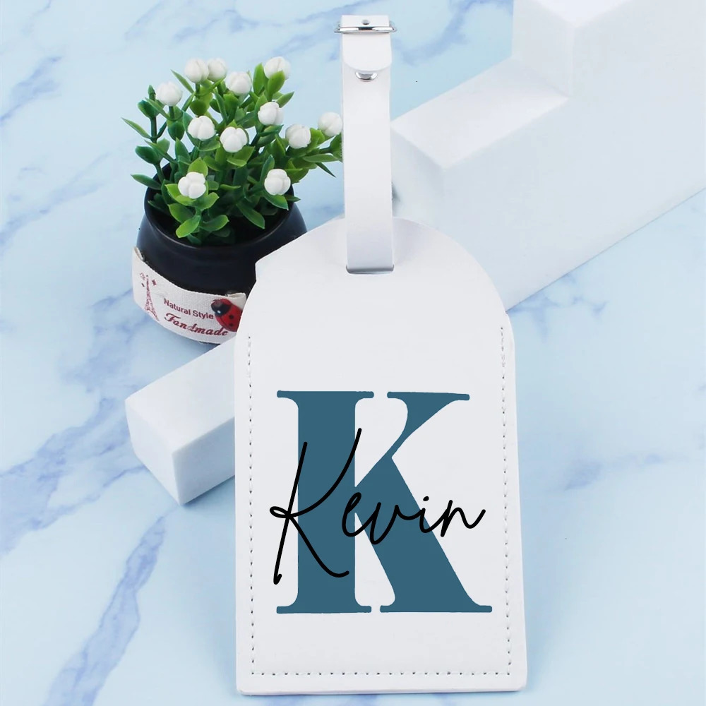 Personalised Initial with Name Leather Luggage Tag Suitcase Identifier Label Baggage Boarding Travel Accessorie Gift for His 250615