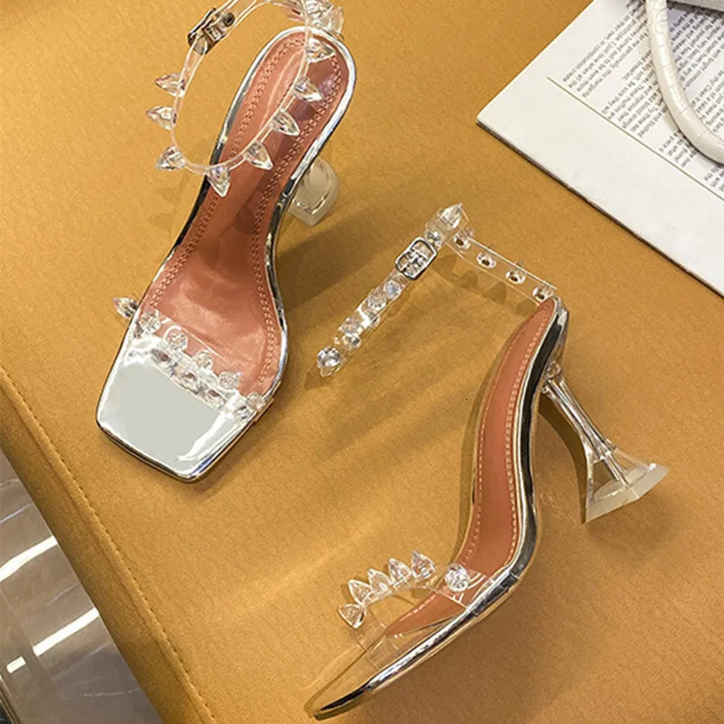 Star style Summer Transparent Women Sandals Fashion Crystal Clear heeled Female Party Prom Shoes High heels Gladiator Sandals 250610