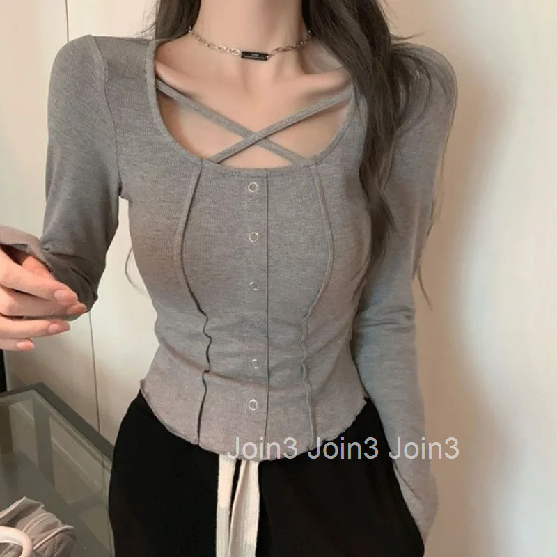 Skinny Sexy Womens T Shirts Grey 2025 Female Tops Clothes Wholesale Offer Stylish Tshirts Cool Tall With Sleeves Alt Tees