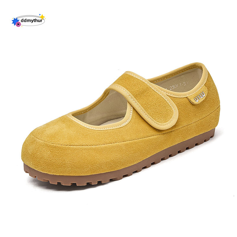 Cute Thick-Soled Comfortable Velcro Mary Jane for Women 2025 Spring Summer New Shallow Mouth Single Outdoor Dance Shoes ddmythur