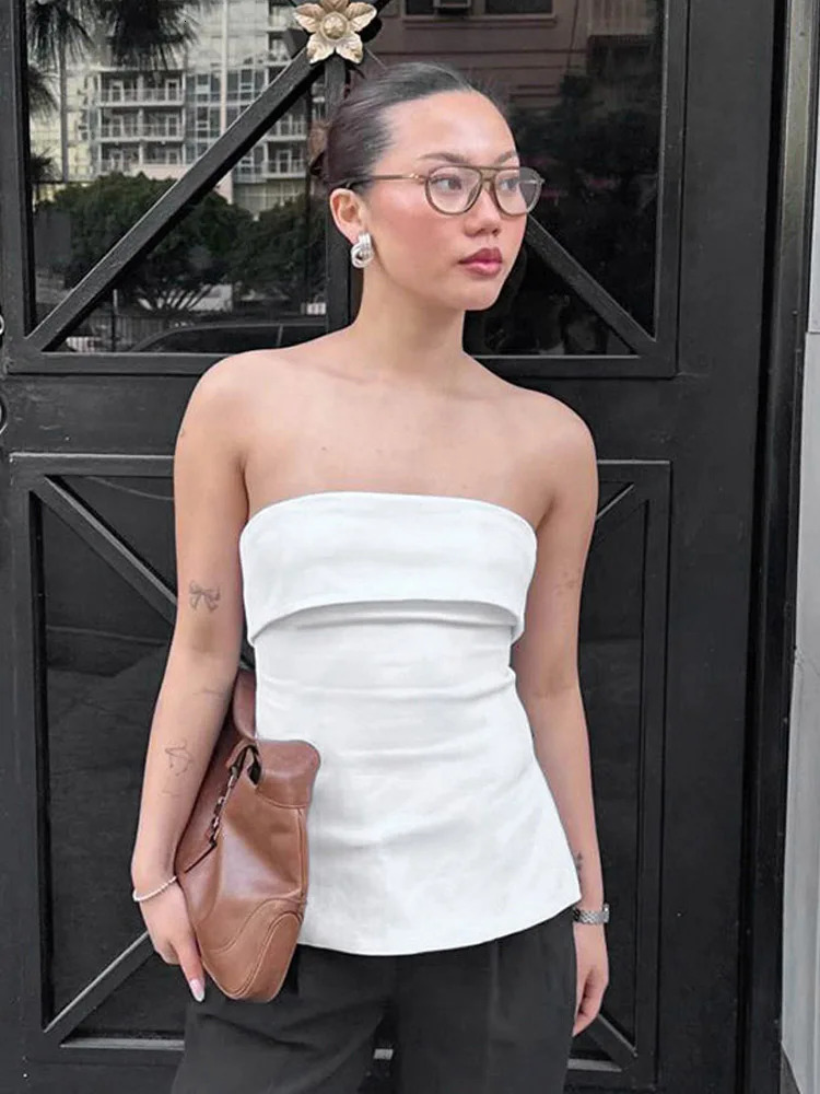 Solid Tube Tops For Women Strapless Bra Turndown Slash Neck Lenceria Femenina Backless Bralette Femme Split Bandeau Top Sexy 250614