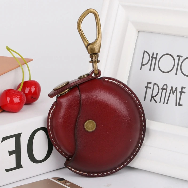 Leather Coin Purse Men Women Vintage Round Creative Storage Money Bag Keychain 250614