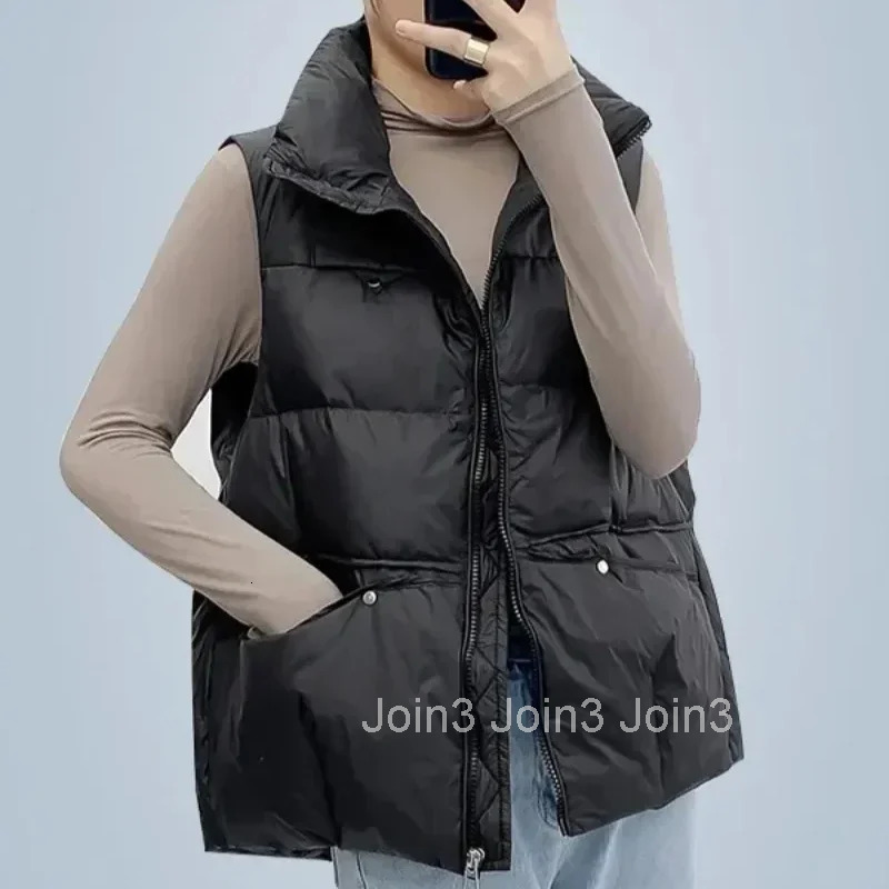 Solid Color Womens Vests Quilted Pretty Winter Clothing Elegant Casual Lady Padded Cotton Giletes Autumn Trend 2025 Sleeveless